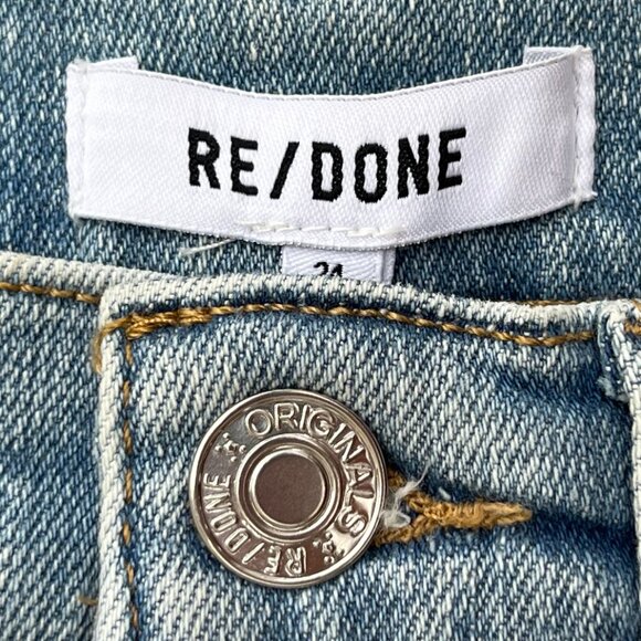 RE/DONE 90s HIGH RISE ANKLE CROP JEANS WOMEN’S sz 24 Button Fly Blue Stretch NWT - Picture 6 of 16